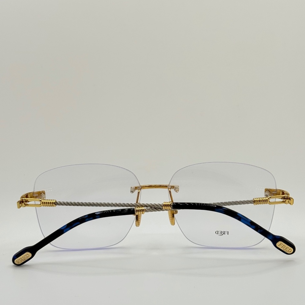 FRED FG50030U 031 Gold Square Optical Frames 58□15 150 Unisex Italy NEW